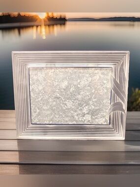 J.G. Durand Crystal Glass Frame Frosted Etched Botanical Heavy 5x7 Photo Picture